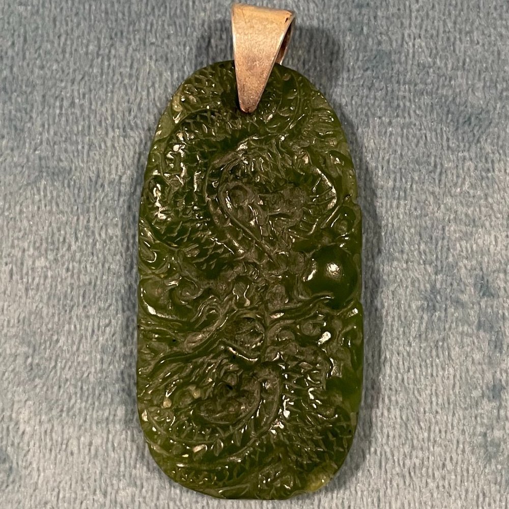 Jade Pendant, Dragon & Phoenix, vintage